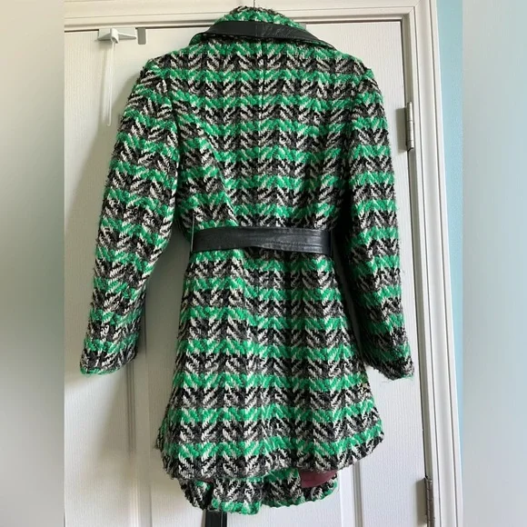 Vintage Leather-trimmed Wool Coat, 1970s - Picture 2 of 11